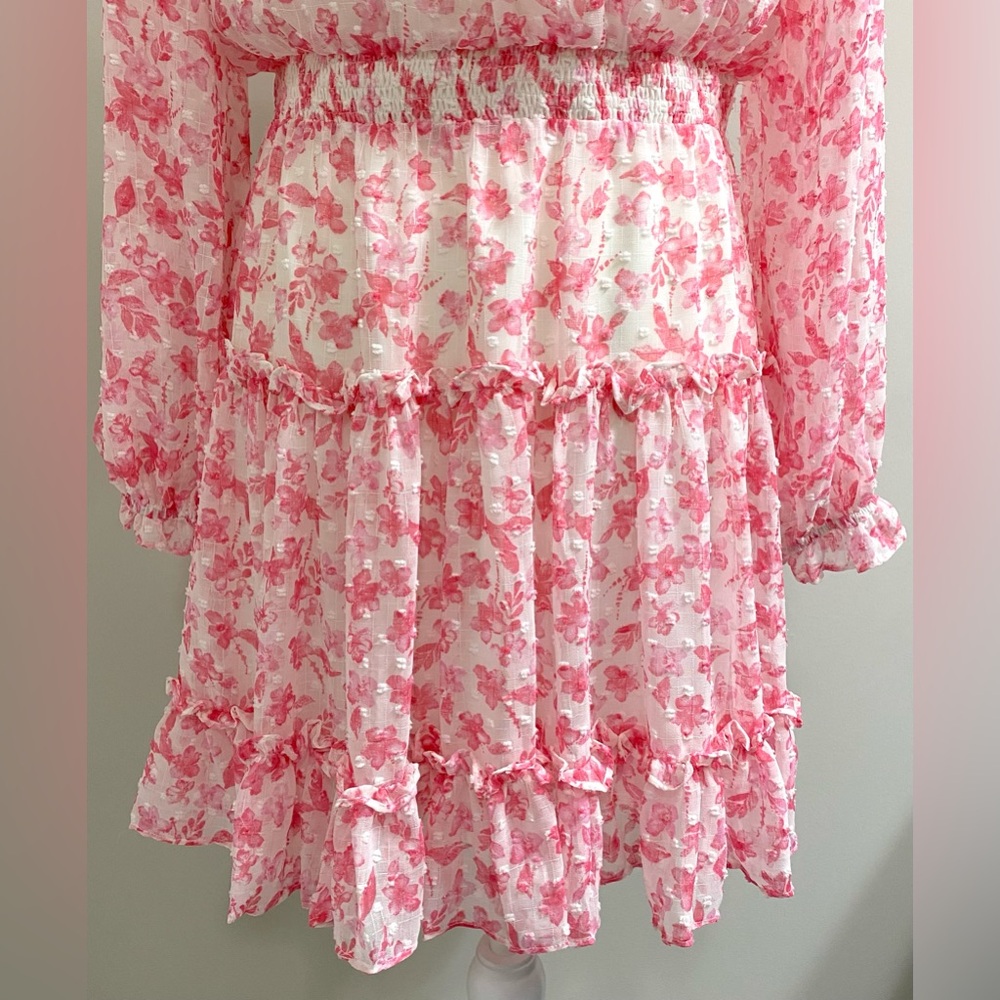 Skies&Blue Womens M Pink White Floral Dress Cottagecore Preppy Feminine Fairy - Picture 7 of 16